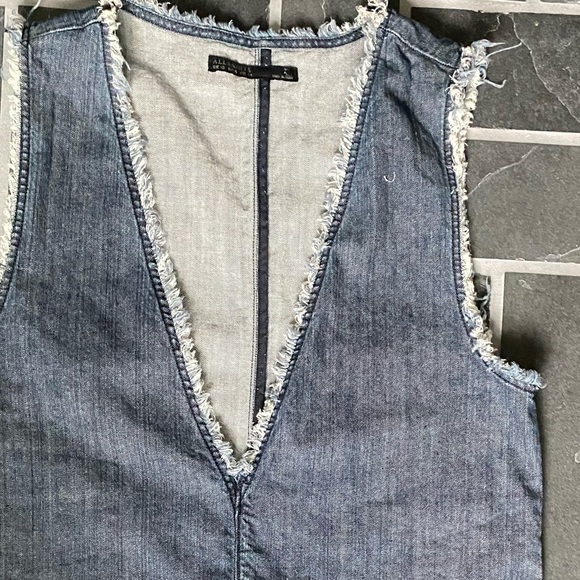 NWT AllSaints Frayed Reika Dress Sleeveless blue sz M - Picture 3 of 5
